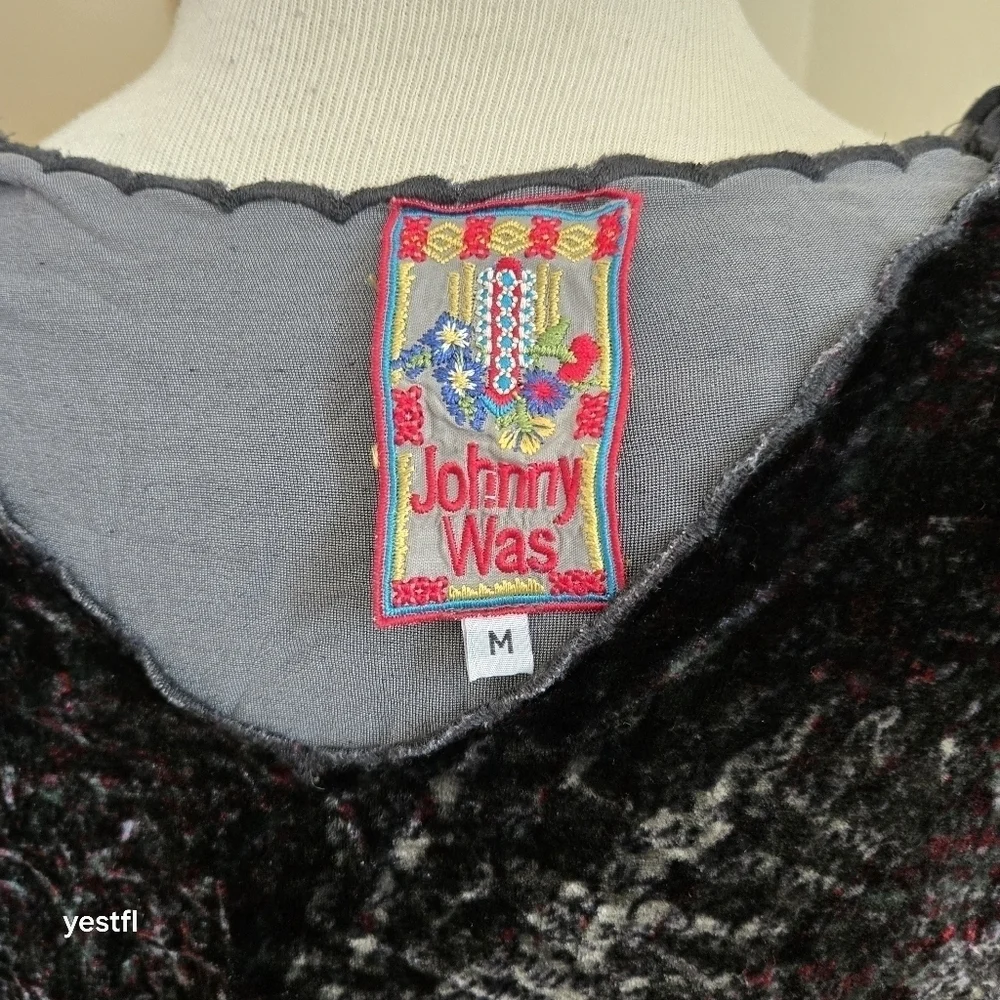 Johnny Was velvet lace whimsigoth blouse M